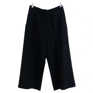 Rag & Bone Wide Leg Black Cropped Pleated Designer Casual Dress Pants Women's 4